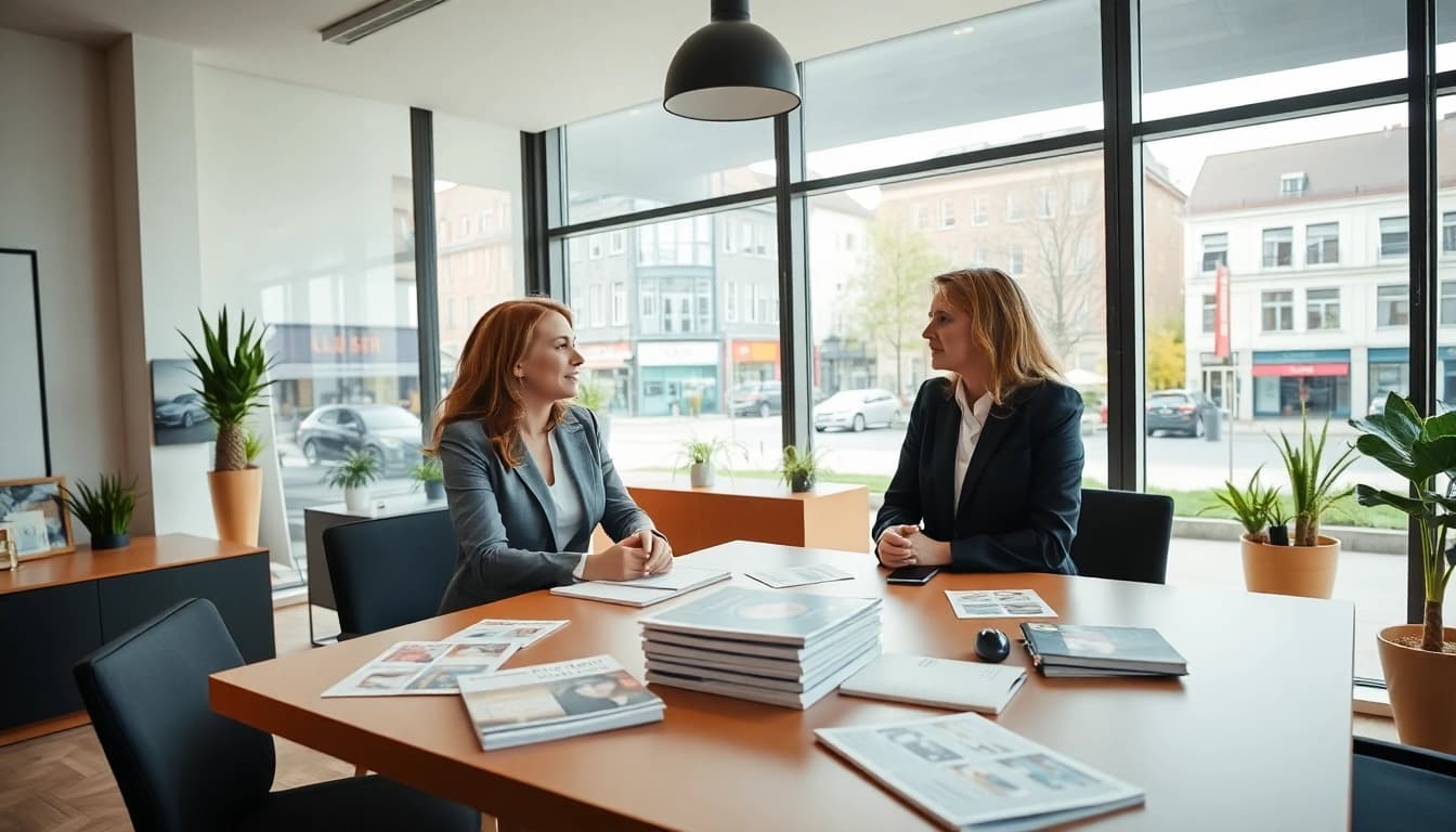 Immobilienmakler Frankfurt Eschersheim berät Kunden in modernem Büro.