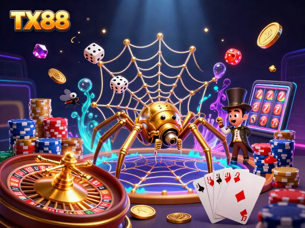 Experience the exhilarating TX88 casino atmosphere with rich visuals of gaming action and vibrant elements.