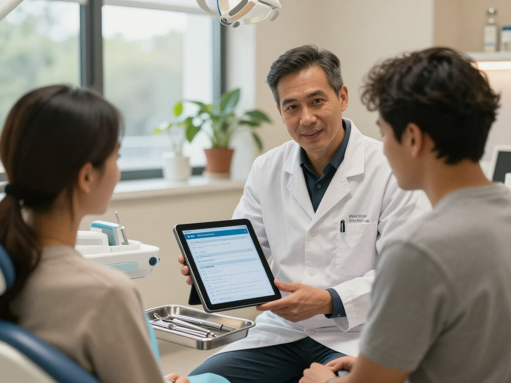 Consultation in a dental clinic focusing on patient care and und Zahnarztpraxen privacy.