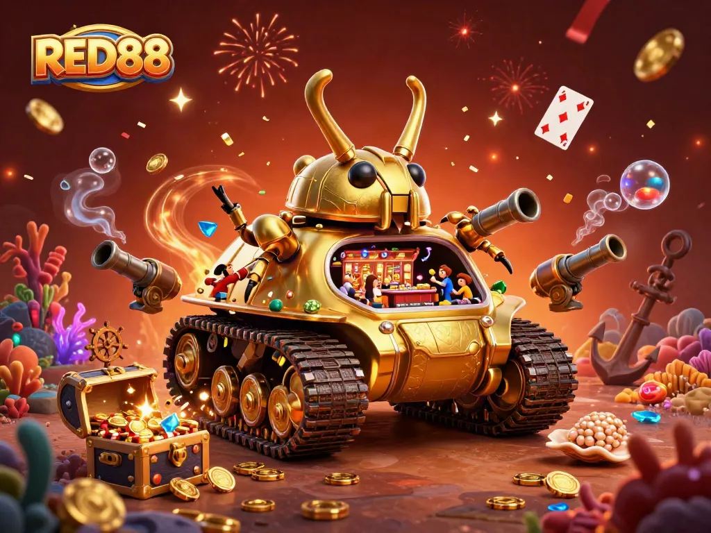 Experience virtual gaming excitement with RED88's miniature casino illustration