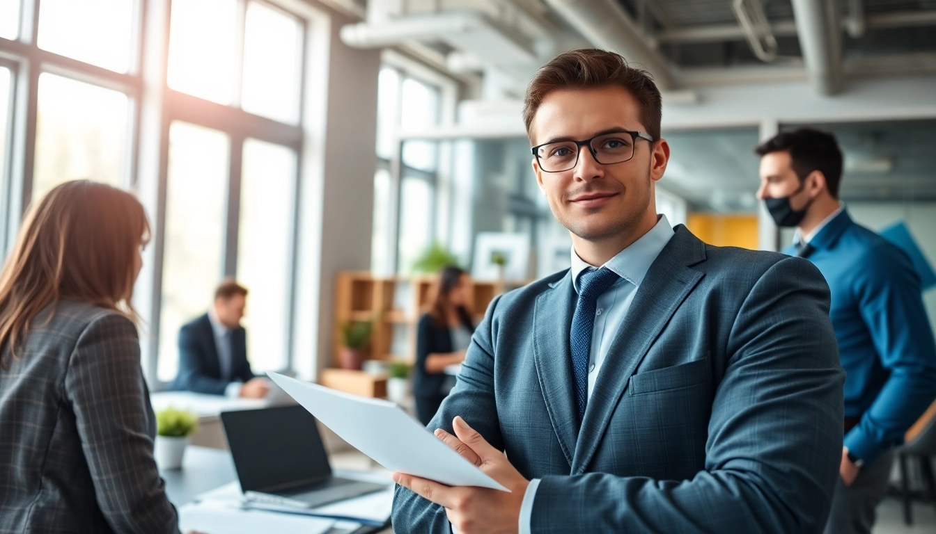 Headhunter Ingenieure besprechen Karrieremöglichkeiten in einem modernen Büro.