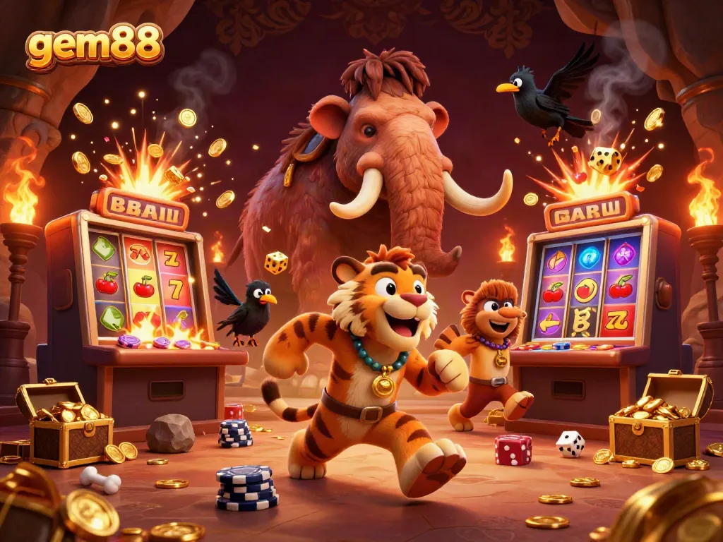 Experience thrilling gameplay with gem88's lively caveman casino featuring ancient game elements.