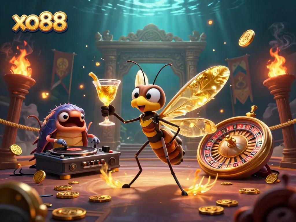 Experience the exciting world of xo88 with a vibrant casino scene showcasing unique characters and dynamic game elements.