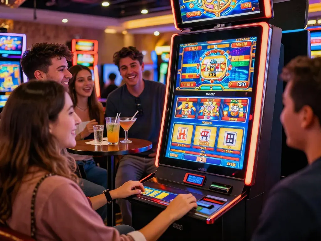 Group enjoying the rokok88 slot login at a lively casino.