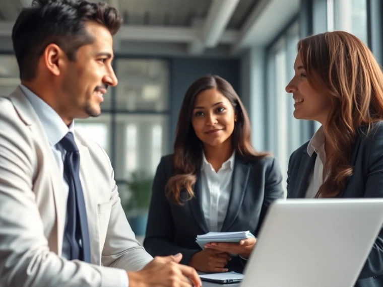 Professioneller Headhunter Schweiz führt ein Gespräch mit einem Kandidaten in einem modernen Büro.