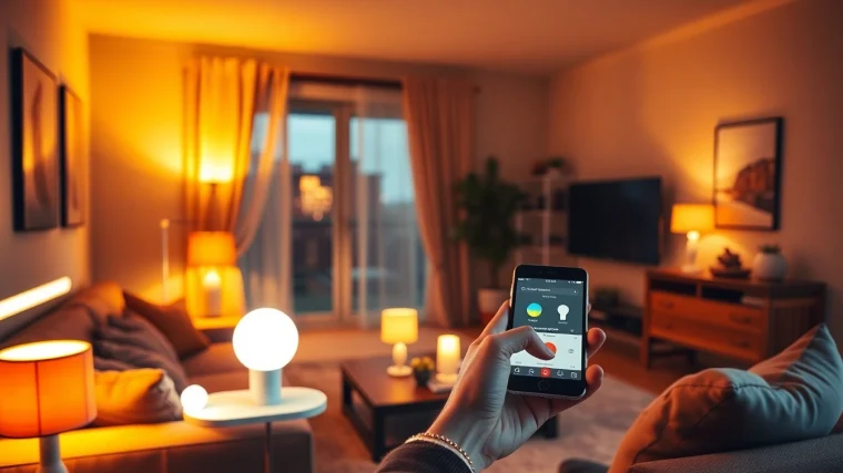 Hue Bridge Pro Migration ermöglicht intelligente Wohnraumbeleuchtung mit nahtloser Geräteintegration in einem gemütlichen Wohnzimmer.