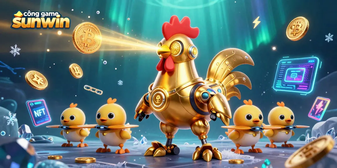 Win big with cổng game sunwin in this vibrant 3D casino scene filled with crypto elements.